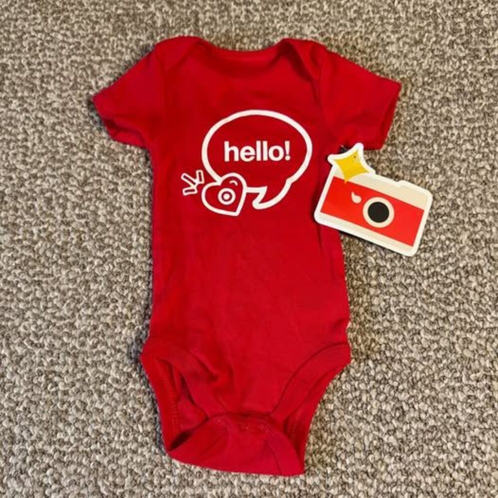 Target Hello Bullseye Baby Short Sleeve Bodysuit Red NWT 3-6 Months